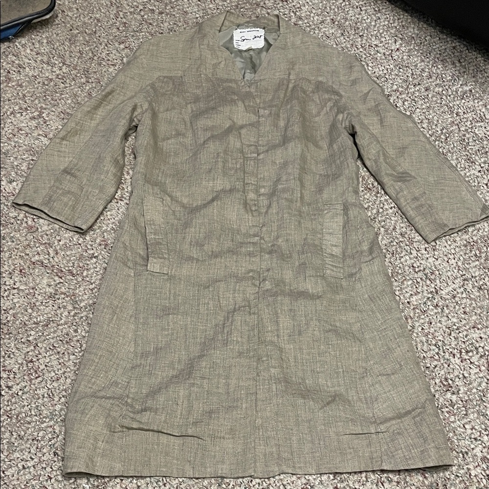 Gary graham 100% linen hidden fasten 3/4 Sleeve blazer/coat/dress